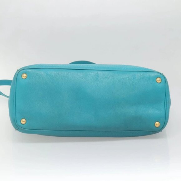 PRADA Hand Bag Leather 2way Green Gold Auth 139193 - Picture 7 of 16